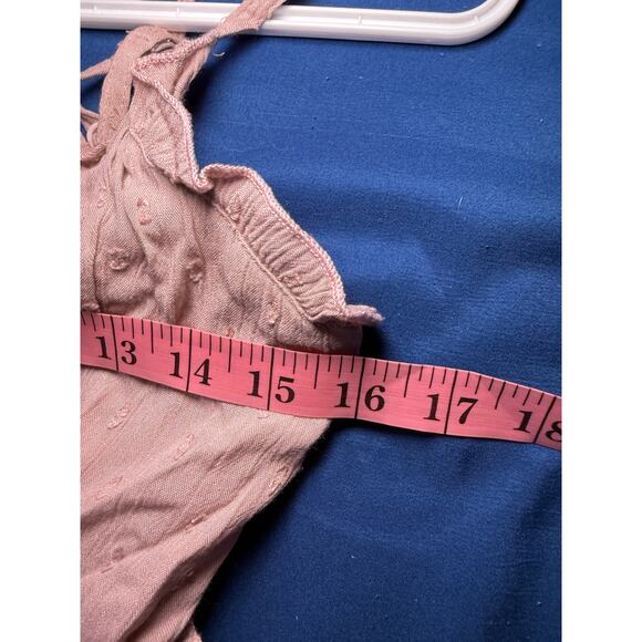 Sim & Sam pink babydoll ruffle tiered mini dress womens large cottagecore boho - Picture 8 of 9